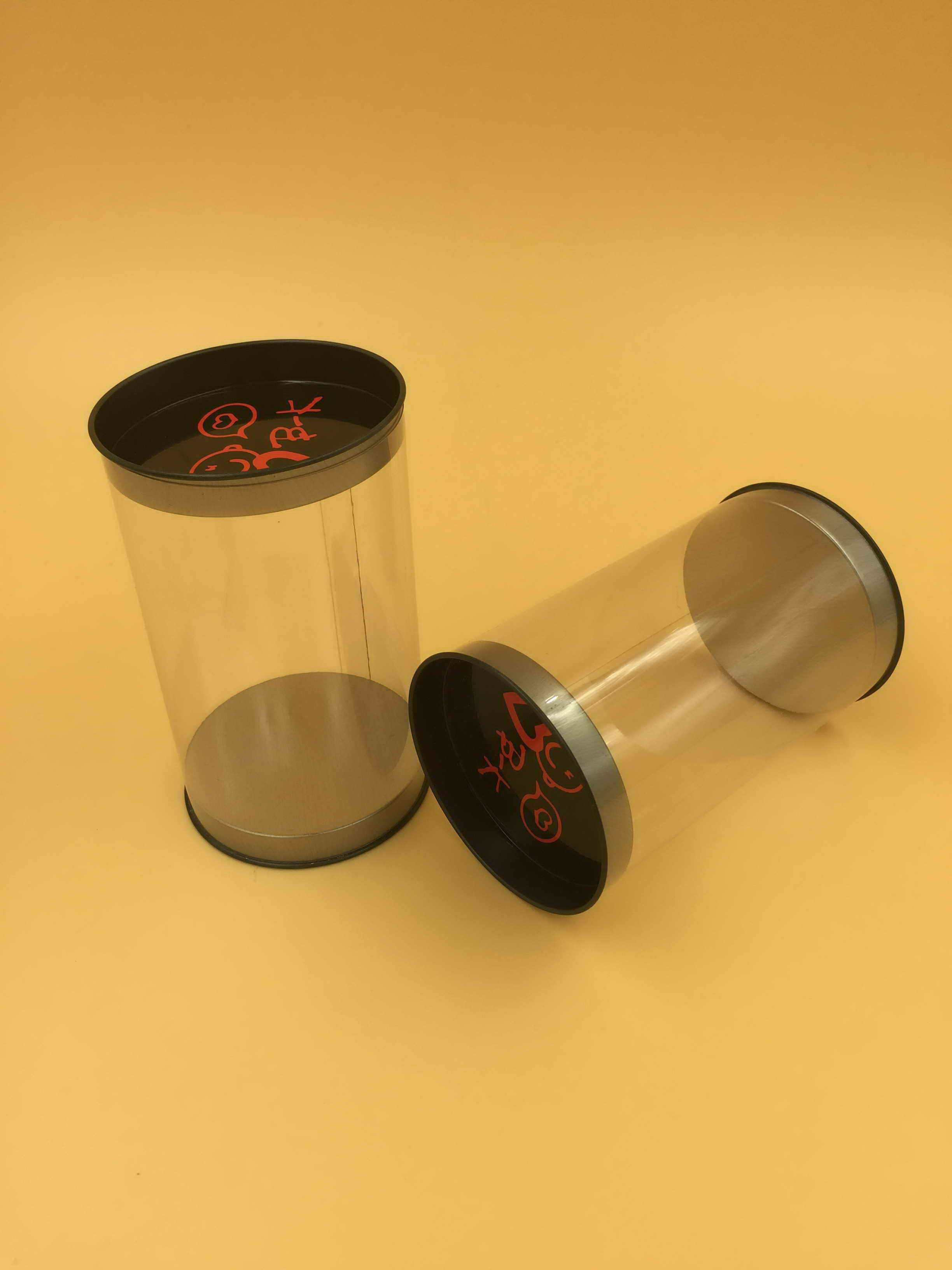 clear plastic tube with tinplate lids,clear plastic tube with metal